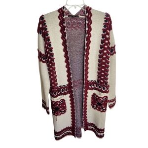 🍋4/$25 Max Studio Western Boho Open Long Cardigan Cream Small